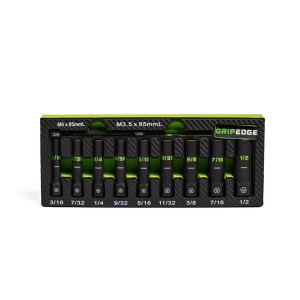 GripEdge | 9-PC 1/4" Drive SAE RPT Deep Socket Extractor Set